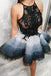 Cute Tulle Lace Short Prom Dress, Black Top Homecoming Dress DMP53