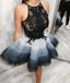 Cute Tulle Lace Short Prom Dress, Black Top Homecoming Dress DMP53