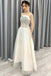 Off White A Line Spaghetti Straps Beading Elegant Long Prom Dress DMP74