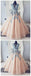 V-neck Blue Lace Ball Gown Long Tulle  Evening Dresses,Cheap Prom Dress DMG36