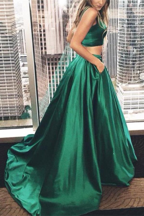 Plus Size Two Pieces Green Long Cheap Simple Modest Prom Dresses Demodresses Plus Size Two Pieces Green Long Cheap Simple Modest Prom Dresses Demodresses