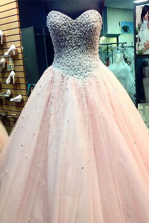 Pretty Sweetheart Beading Ball Gown Handmade Lace Up Prom Dresses K719