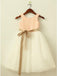 A-Line Round Neck White Flower Girl Dress with Lace Sequins Sash DMP22