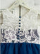 A-Line Round Neck Navy Blue Tulle Flower Girl Dress with Lace DMP18