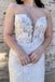 Off White Floral Lace Strapless Mermaid Long Wedding Dress With Brush Train DM1909