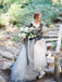 Charming Black Lace Puffy Prom Dress,Long Sleeves Open Back Tulle Wedding Dress DM794