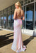 Stunning V-Neck Side Slit Spaghetti Straps Prom Dresses, Formal Evening Dress DMP327