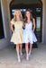Cute Satin Short Prom Dress, A Line Simple Homecoming Dress With Pockets DMP42