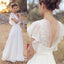 Princess A Line Chiffon Lace Backless Ivory Beach/Coast Wedding Dresses,Summer Wedding Gown DM266