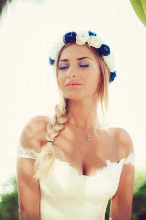 Casual Chiffon Off the Shoulder Long Off White Beach Wedding Dresses With Lace DMA50