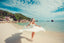 Casual Chiffon Off the Shoulder Long Off White Beach Wedding Dresses With Lace DMA50