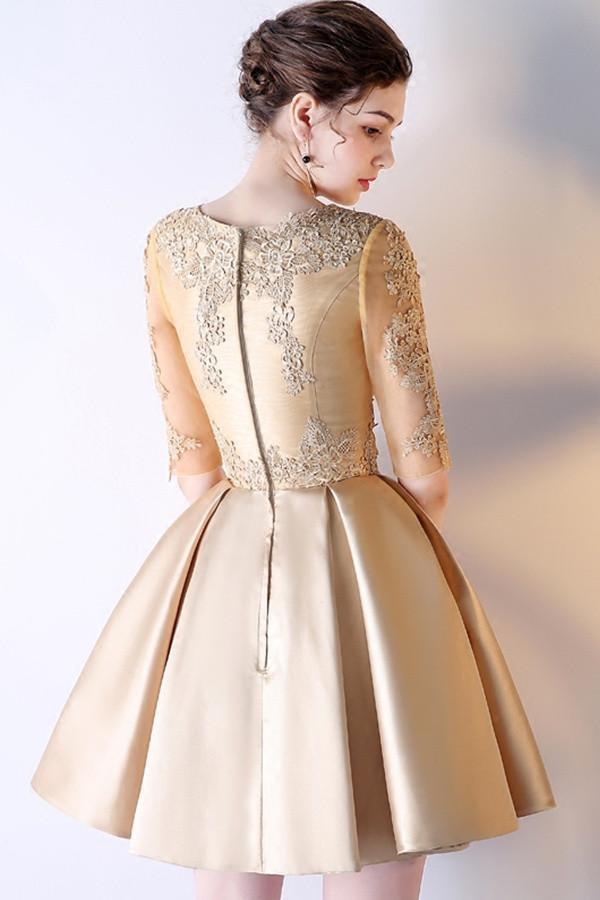 A-Line Half Sleeve Homecoming Dresses Short Prom Dress With Appliques Demodresses A-Line Half Sleeve Homecoming Dresses Short Prom Dress With Appliques Demodresses