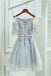A-Line Off-the-Shoulder Short Half Sleeves Grey Tulle Homecoming/Prom Dress DM318