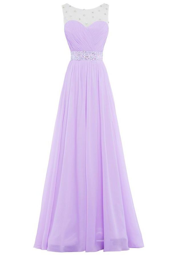 Simple Violet Chiffon Beading Cheap Elegant Long High Low Prom Dresses K741