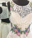 White Lace Short Prom Dress, Floral Appliques homecoming dress DMP60