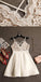 A-Line V-Neck Criss-Cross Straps Short Ivory Homecoming Dress with Lace Top DM324