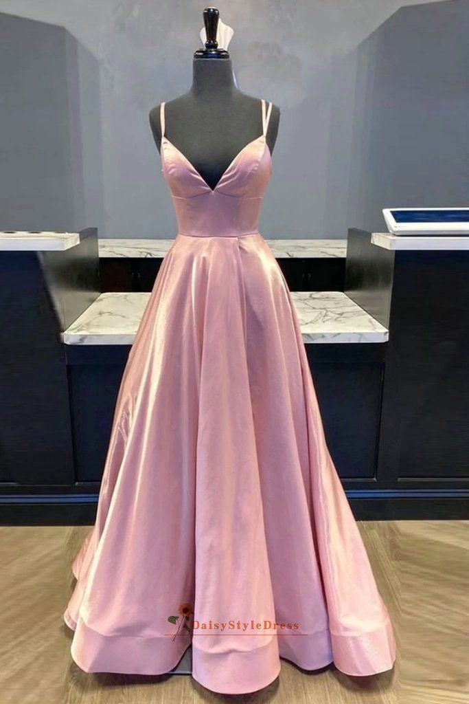 Criss Cross Back Dusty Pink Prom Dress Formal Evening Dresses DM1958