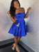 Simple A Line Strapless Short Homecoming Dress with Pockets DMO4