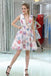 Princess Short A Line V Neck Floral Homecoming Dress DMD40