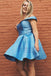 Off the Shoulder Satin A Line Short Homecoming Dress DMN40