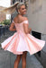 Off the Shoulder Satin A Line Short Homecoming Dress DMN40