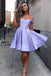 Off the Shoulder Satin A Line Short Homecoming Dress DMN40