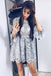 A-Line Crew Long Sleeve Above Knee Grey Lace Homecoming Dress DMD29