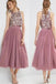 Jewel Neck Tea Length Dusty Rose A Line Homecoming Dress DMO24