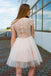 Jewel Neck Lace Top Tulle Cap Sleeves Homecoming Dress DMN38