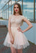 Jewel Neck Lace Top Tulle Cap Sleeves Homecoming Dress DMN38