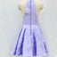 A-Line Above-Knee Lilac Satin Printed Homecoming Dress with Pockets DMM15