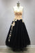 A Line Tulle Lace Appliqued Long Black Prom Dress DMO52