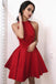 Jewel Satin Red Short Simple Homecoming Party Dress DMM49