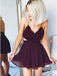 Simple A-Line Spaghetti Straps Short Burgundy Chiffon Homecoming Dress DMB53