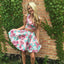 Two Piece Straps Floral Printed Cute Homecoming Dress DMM21