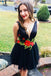 Fit & Flare Little Black Floral Homecoming Dress DMO33