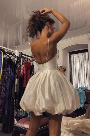 Off White Backless Homecoming Dress A Line Cute School Party Dress DM1845