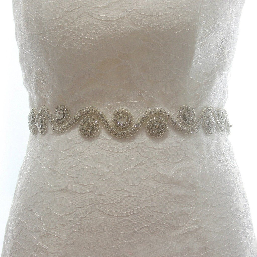 Fashion Wave Rhinestones Wedding Belt Beaded Bridal Sashes BS5