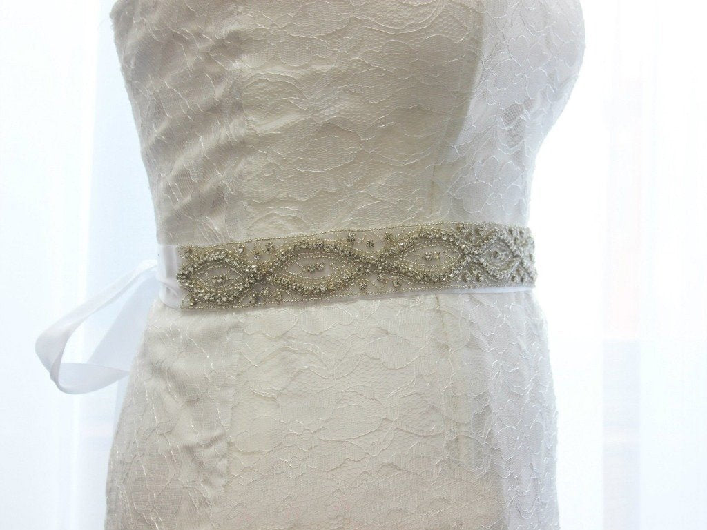 All Around Beading Bridal Belt Wedding Sash Crystal Jeweled Sash BS9