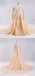 Pretty A-Line V-Neck Long Sleeves Tulle Appliques Floor Length Prom Dresses DMG32