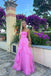 New A Line Hot Pink Tulle Prom Dress Long Formal Evening Gown DMP273