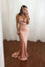 Pink Spaghetti Straps Mermaid Long Prom Dress Simple Evening Dress DMQ34