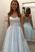 Lilac Spaghetti Straps Sparkly A Line  Long Prom Dress, Shiny Formal Evening Dress DM1001
