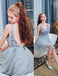 Bling A Line V Neck Light Blue Short Homecoming Dresses With Beading DMO42