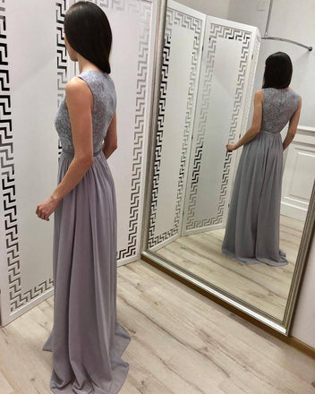 A Line Chiffon Long Prom Dresses, Cheap Sleeveless Evening Dress DMJ18