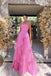 Simple A Line Hot Pink Strapless Long Prom Dress, Modest Evening Dresses DM1976