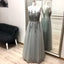 Gray A Line Tulle Appliques Prom Dresses, Long Cheap Prom Gown DMK29