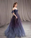 Ombre A-line Tulle Long Prom Dresses Wuth Straps Formal Evening Party Dresses DMP139