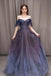 Ombre A-line Tulle Long Prom Dresses Wuth Straps Formal Evening Party Dresses DMP139