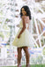 Yellow Tulle Lace Short Prom Dress Beading A Line Homecoming Dress DMP41